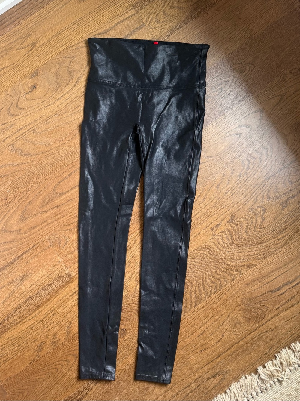 Spanx Black Faux Leather High-Waist Leggings, medium